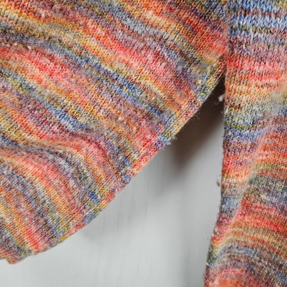 Rainbow Marled Fringe Neck Wool Blend Sweater M Button Cowl - Picture 11 of 11